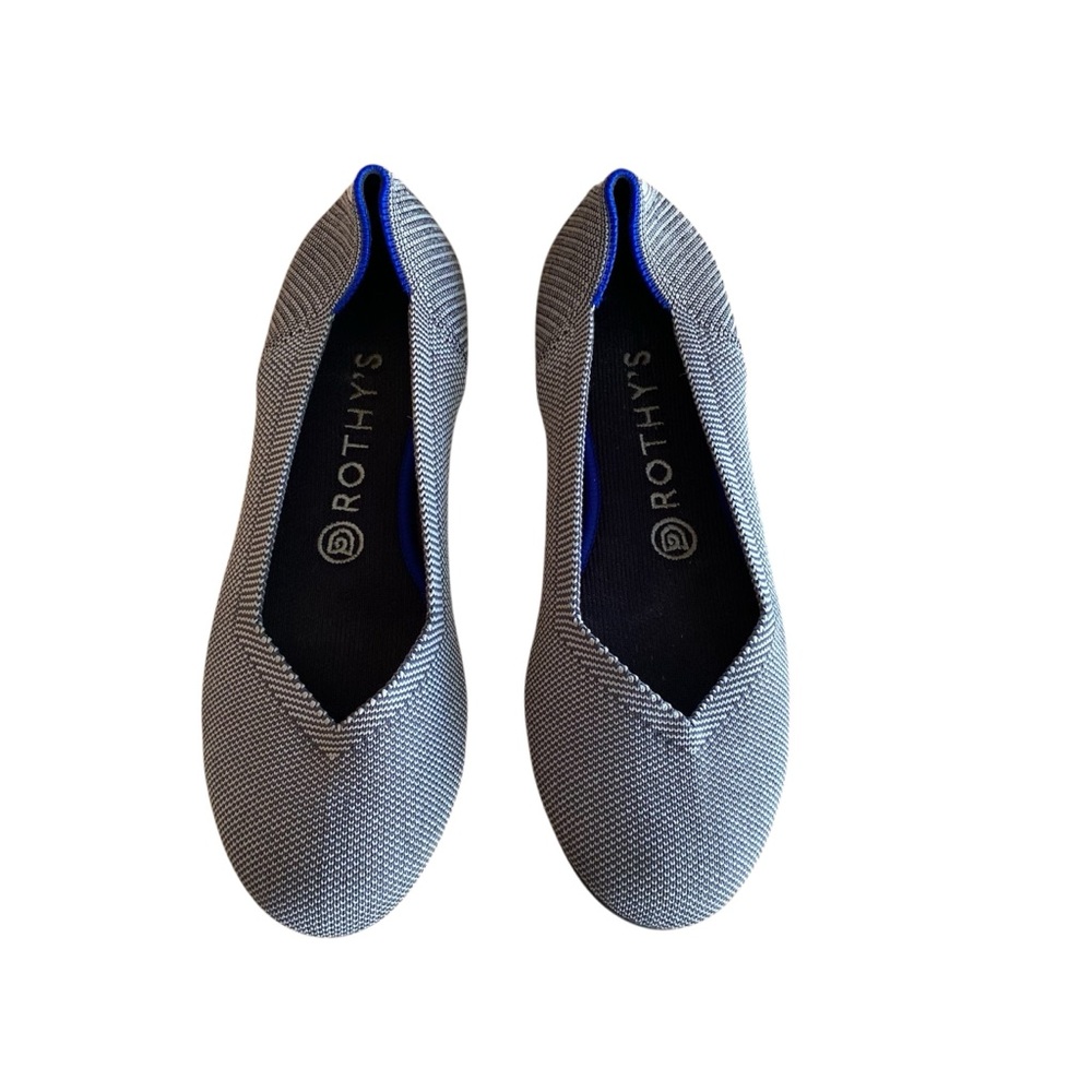 Rothy’s Rare Lilac Stripe Women's Gray Ballet Almond Toe Slip On Flats Size 8